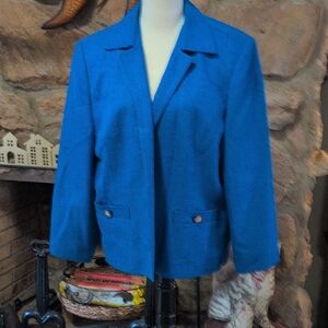 Vintage Diane Roberts Elegant Women's Royal Blue Blazer Size 18 H